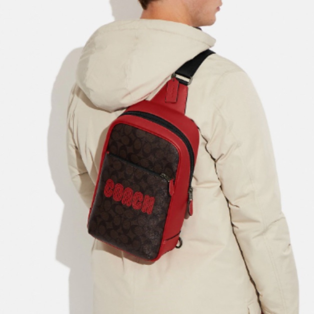 NWT Coach Westway backpack in Colorblock Signature Canvas with Coach Patch Sling - Picture 13 of 13